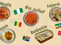 Un voyage culinaire à travers l'Afrique : Mafé, Riz Jollof, Injera, Yassa et Bobotie, des plats emblématiques.
