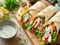 Trois wraps généreux remplis de poulet grillé, légumes frais et une sauce onctueuse pour wrap. Un délice !