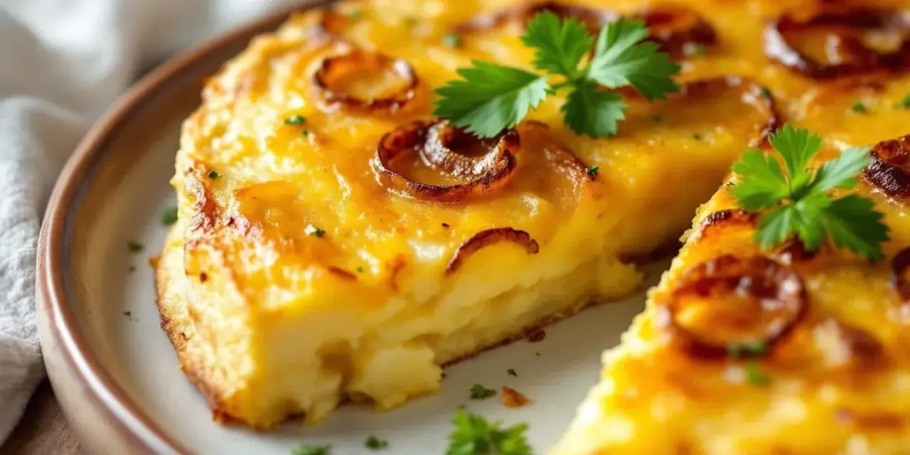 Une délicieuse tortilla aux pommes de terre et oignons caramélisés, parfaite pour une recette facile et savoureuse.