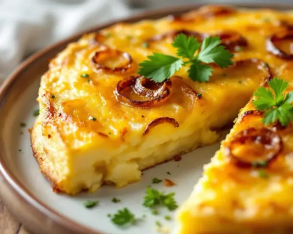 Une délicieuse tortilla aux pommes de terre et oignons caramélisés, parfaite pour une recette facile et savoureuse.